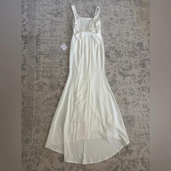 Lulus Loving Fate White Bow Square Neck Backless Maxi Dress Size Large Bridal - Picture 4 of 9